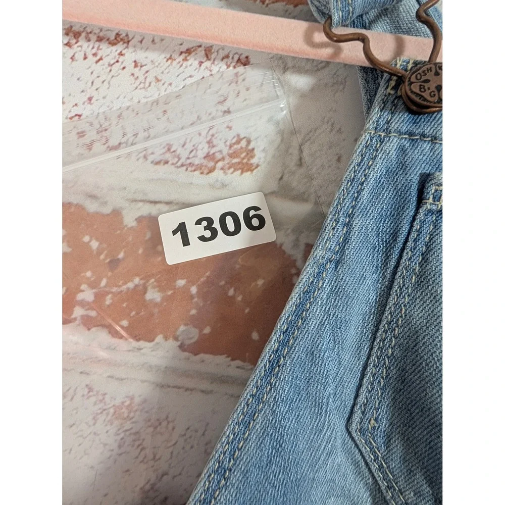 OshKosh Denim Overalls Kids 5T Light Blue Floral Embroidered Jeans 6J698810